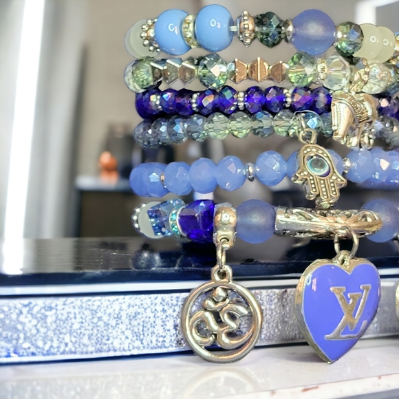 BLUE LV CRYSTAL Charmed Bracelets Set - Picture 3 of 4